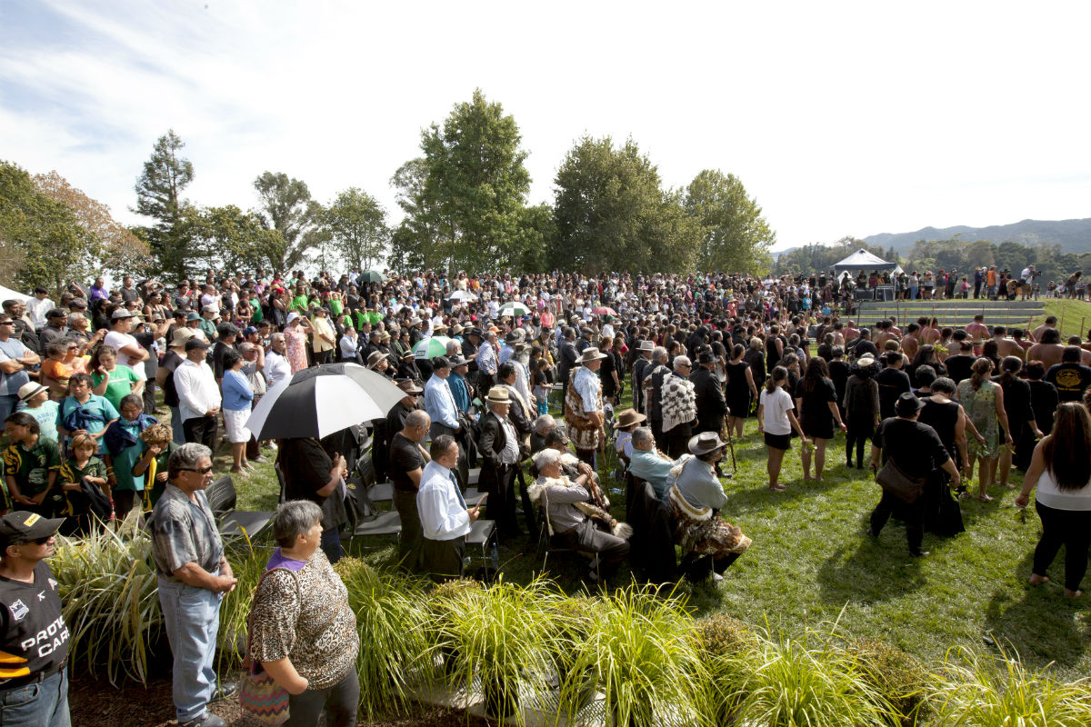 Whānau gathered at a Tūhoe hui