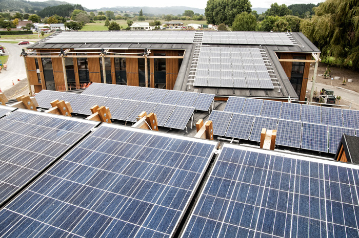 Solar panels on Te Kura Whare